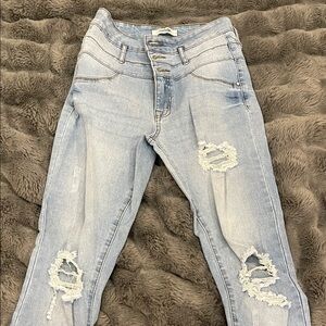 Refuge Light Blue High Rise Distressed Jeans
